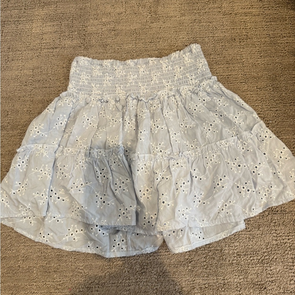 Ocean Drive Cream Smocked Tiered Skater Mini Skirt